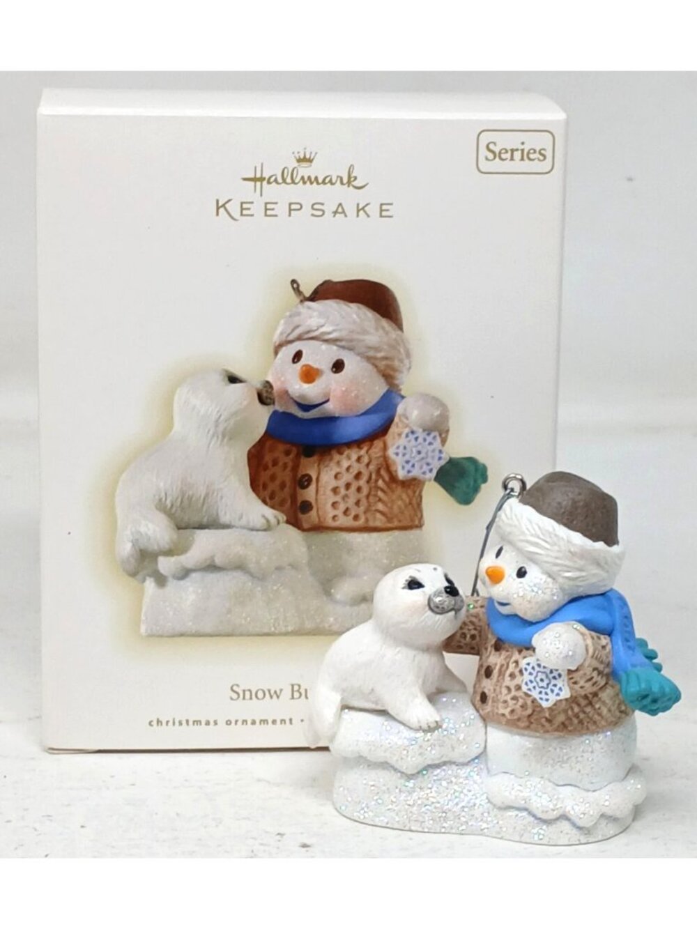 Hallmark 2009 Snow Buddies Ornament Snowman White Seal 12th QX8095 #M-23